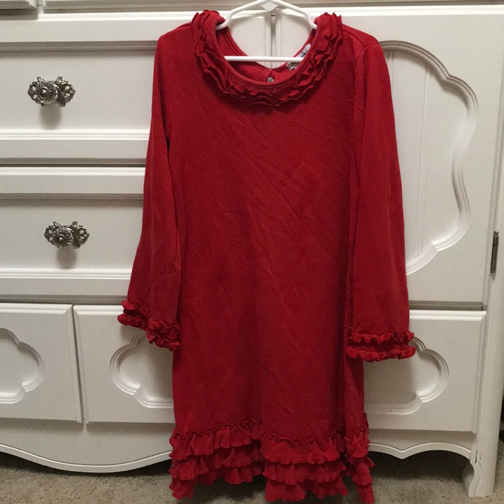 Girls Long Sleeve Ruffle Dress
